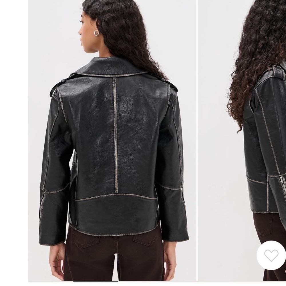 Blank NYC Black Faux Leather Moto Biker Jacket Zip Front small New - Picture 2 of 4